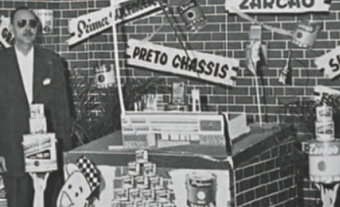 olocio bueno anos 60 tintas automotivas suvinil Olócio Bueno, nos anos 60, ao lado da divulgação de suas tintas automotivas Suvinil.